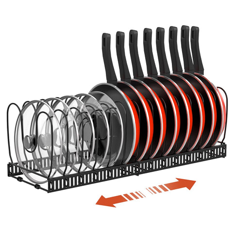 Housolution pot lid organizer in cabinet keeps lids tidy and accessible