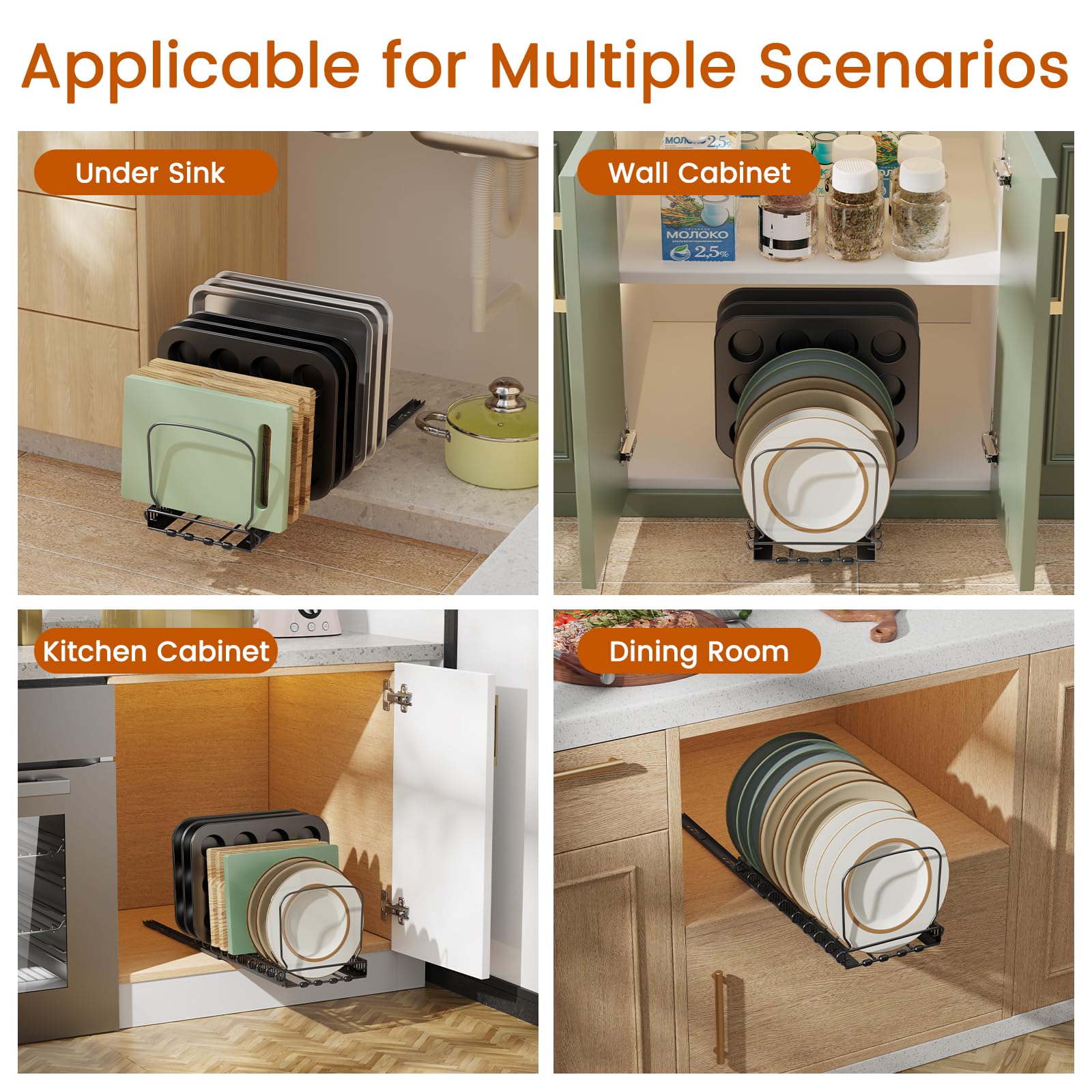 Housolution slide-out rack in action improves reach and visibility