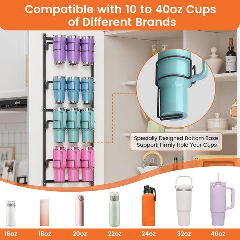 Housolution wall mounted tumbler rack close up with rust resistant finish