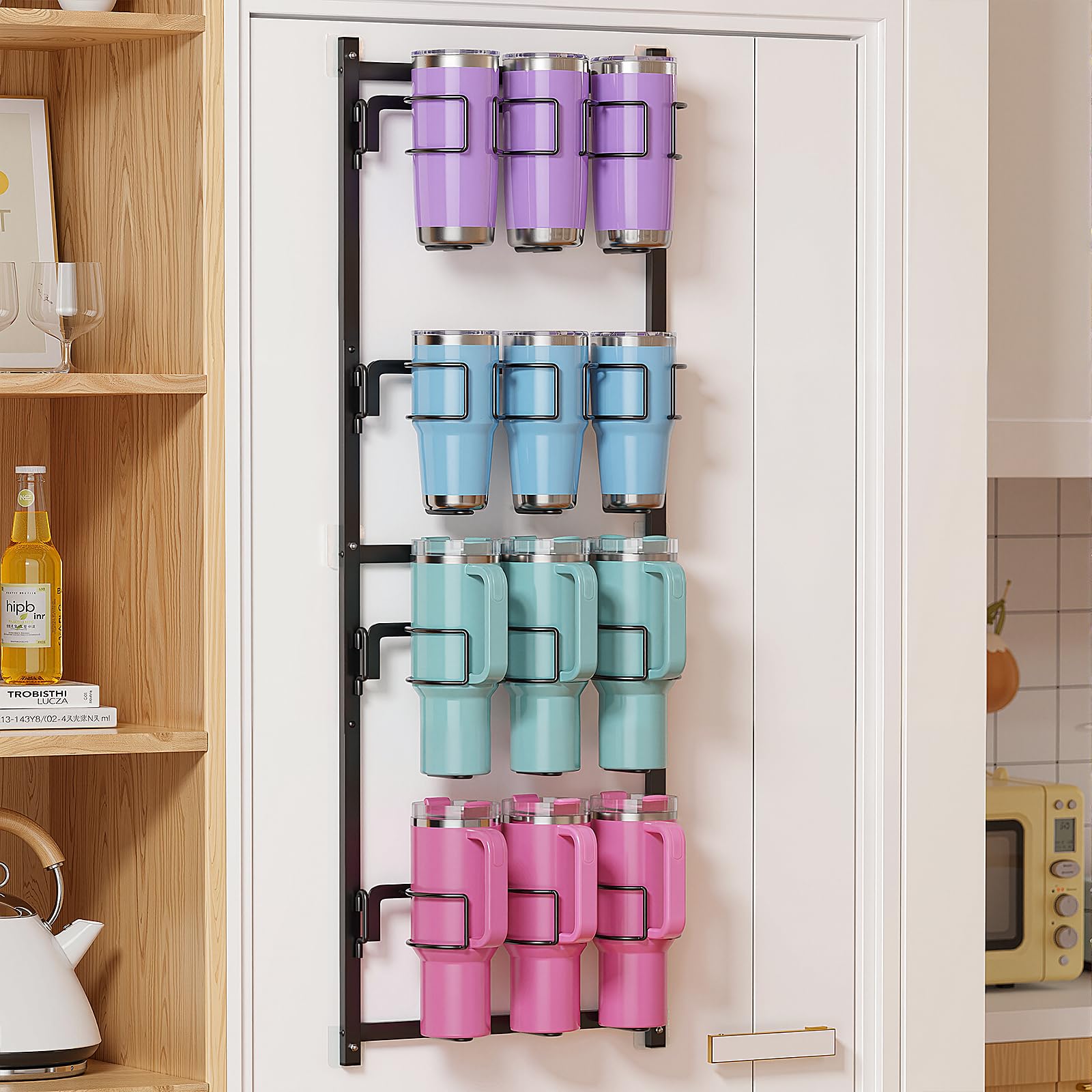 Housolution 4 tier water bottle organizer front view for easy access