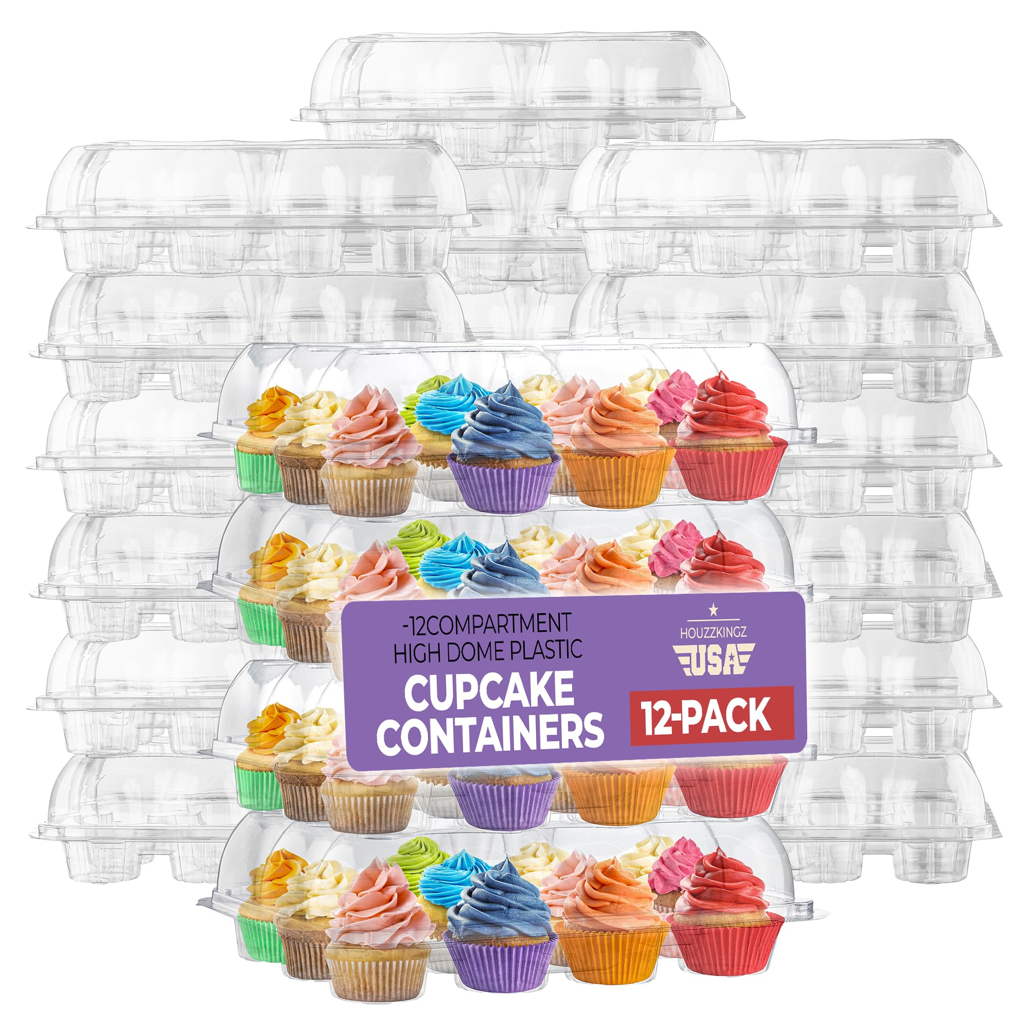 HouzzKingz 12-compartment cupcake container with secure compartments for transport