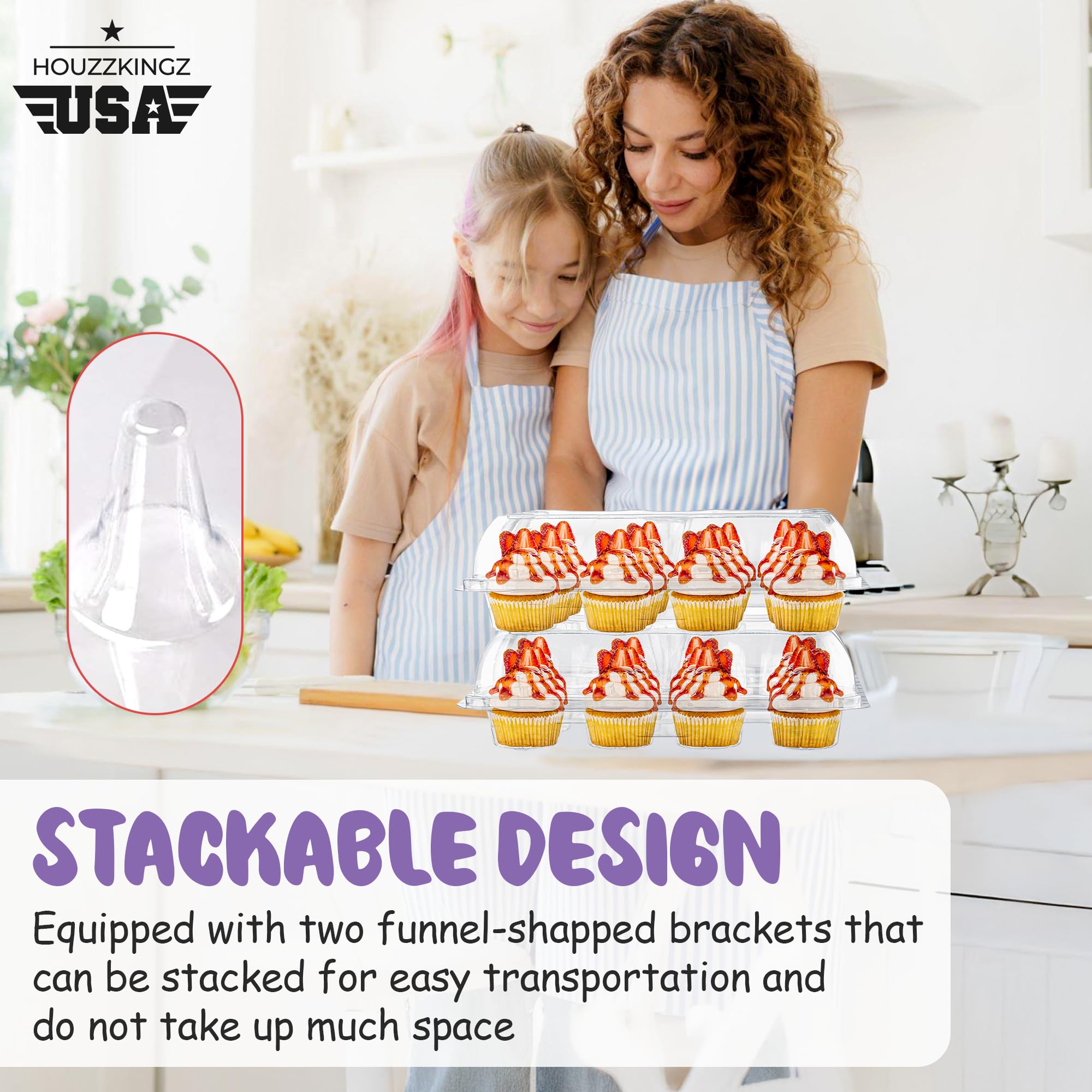 HouzzKingz bulk 12-pack cupcake containers for event prep