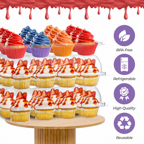 HouzzKingz clear PET cupcake box showcasing vibrant decorations