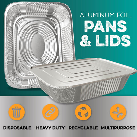Fire-resistant aluminum pans suitable for roasting and heating.