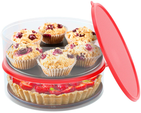Houzzkingz pie cake storage airtight lid for long-lasting freshness.