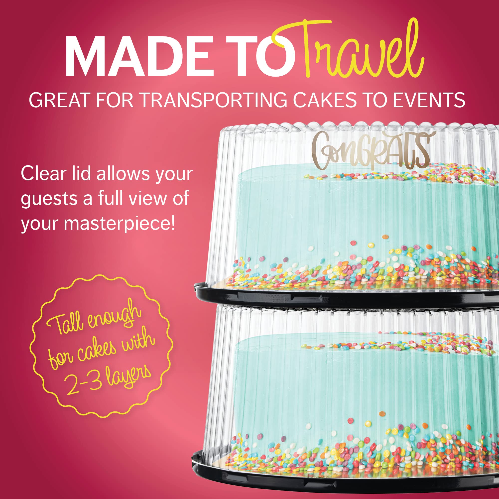 Houzzkingz snap-on lid protects cakes during transport and storage
