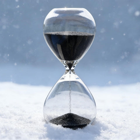 HoveBeaty hourglass close-up showing hand-blown glass detail and quality.