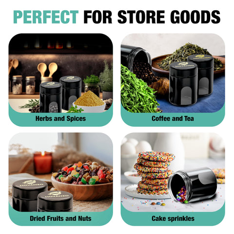 HOVANZO four-pack of 120ml jars for organized pantry storage.