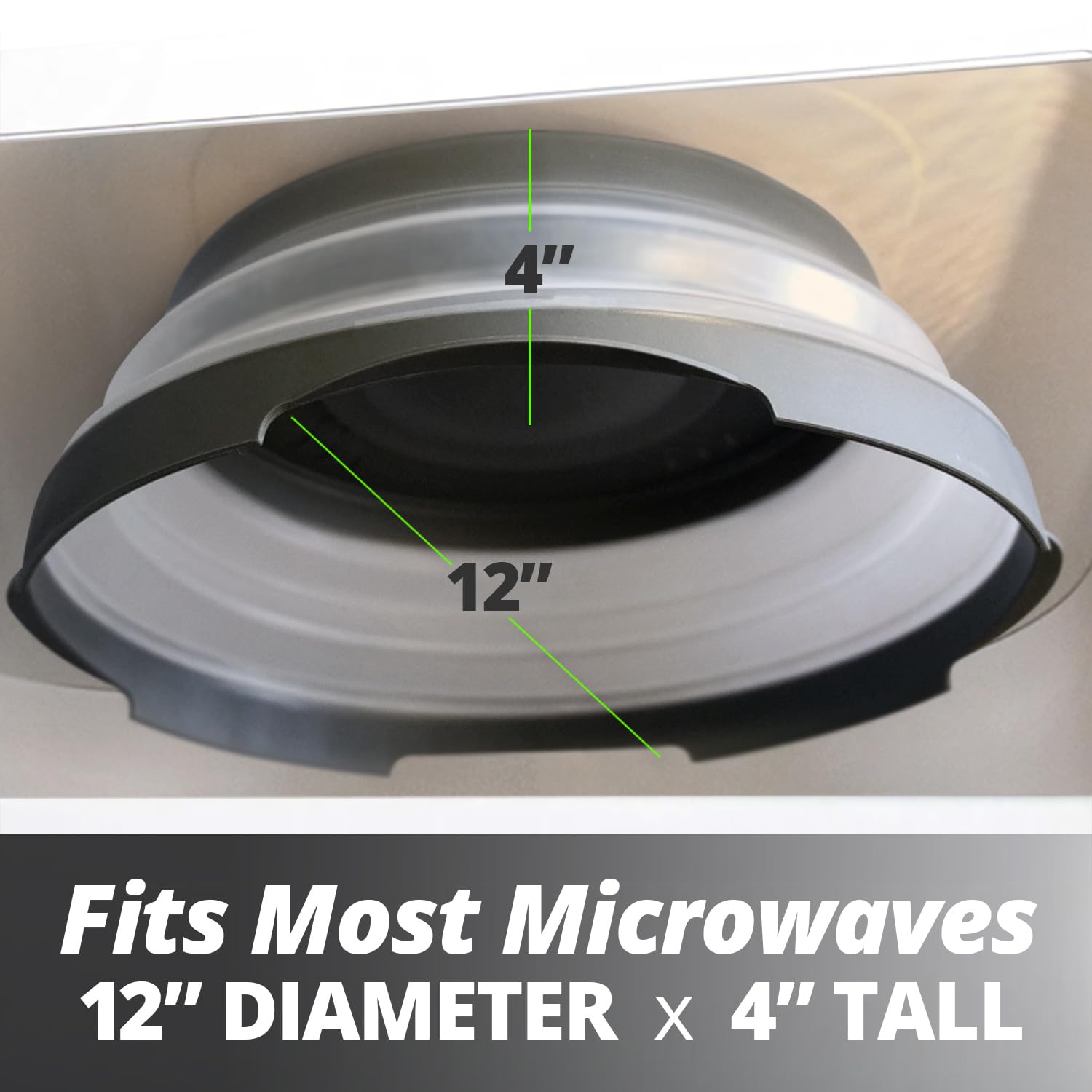 Hover Cover collapsible storage ready to expand for tall bowls and deep plates.