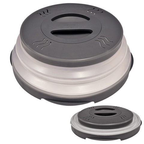Hover Cover space-saving storage keeps countertop tidy during busy mornings.