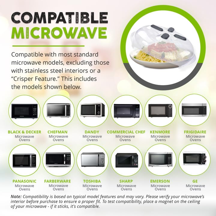 Hover Cover space-saving magnetic storage on microwave interior.