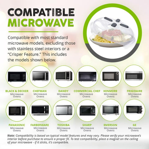 Hover Cover space-saving magnetic storage on microwave interior.
