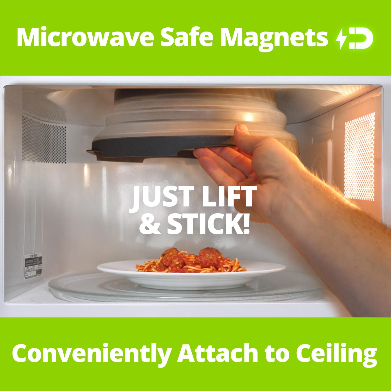 Hover Cover steam vents promote moisture release for crisper, evenly heated meals.