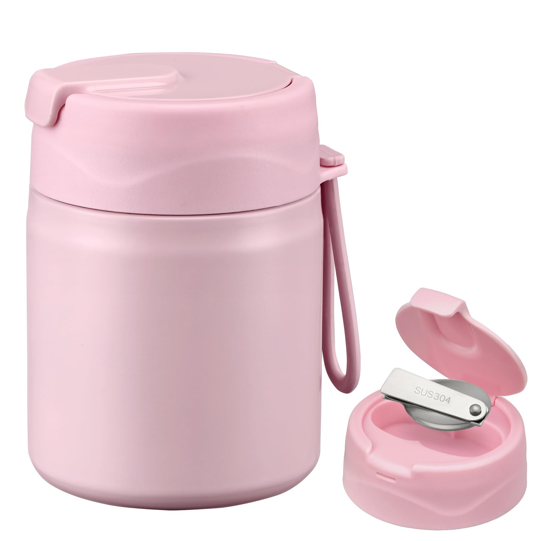 Howeemo 17oz Soup Thermo pink with cap closed keeps meals warm on the go