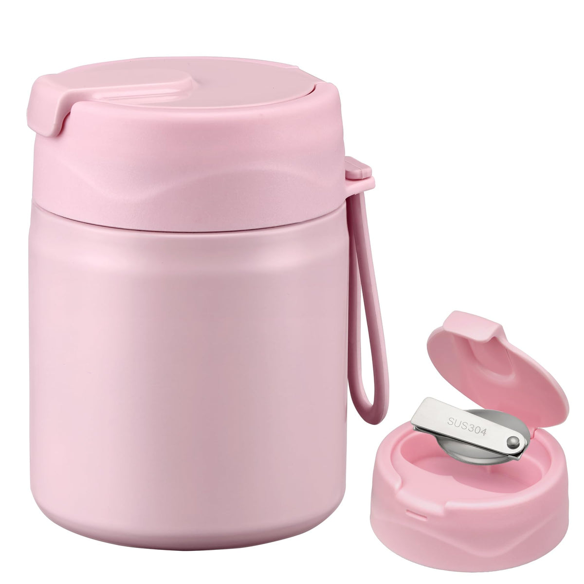 Howeemo 17oz Soup Thermo pink with cap closed keeps meals warm on the go