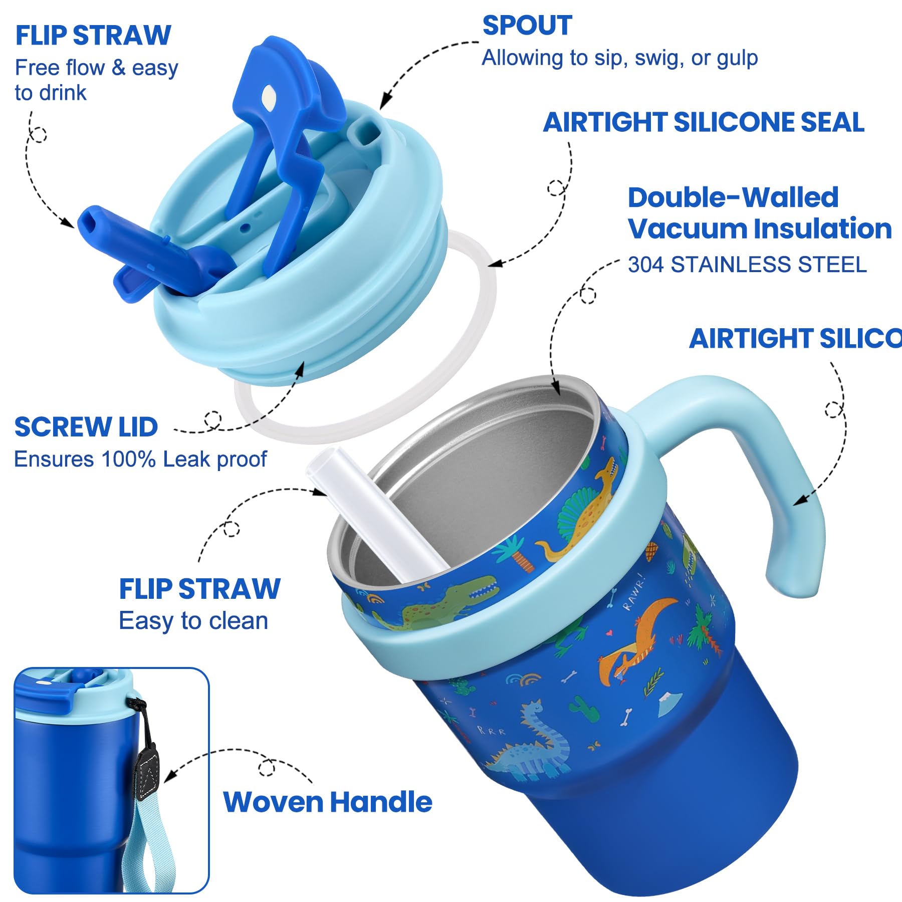 Howeemo 2-pack stainless steel kids bottle with double-wall insulation keeps drinks at temperature