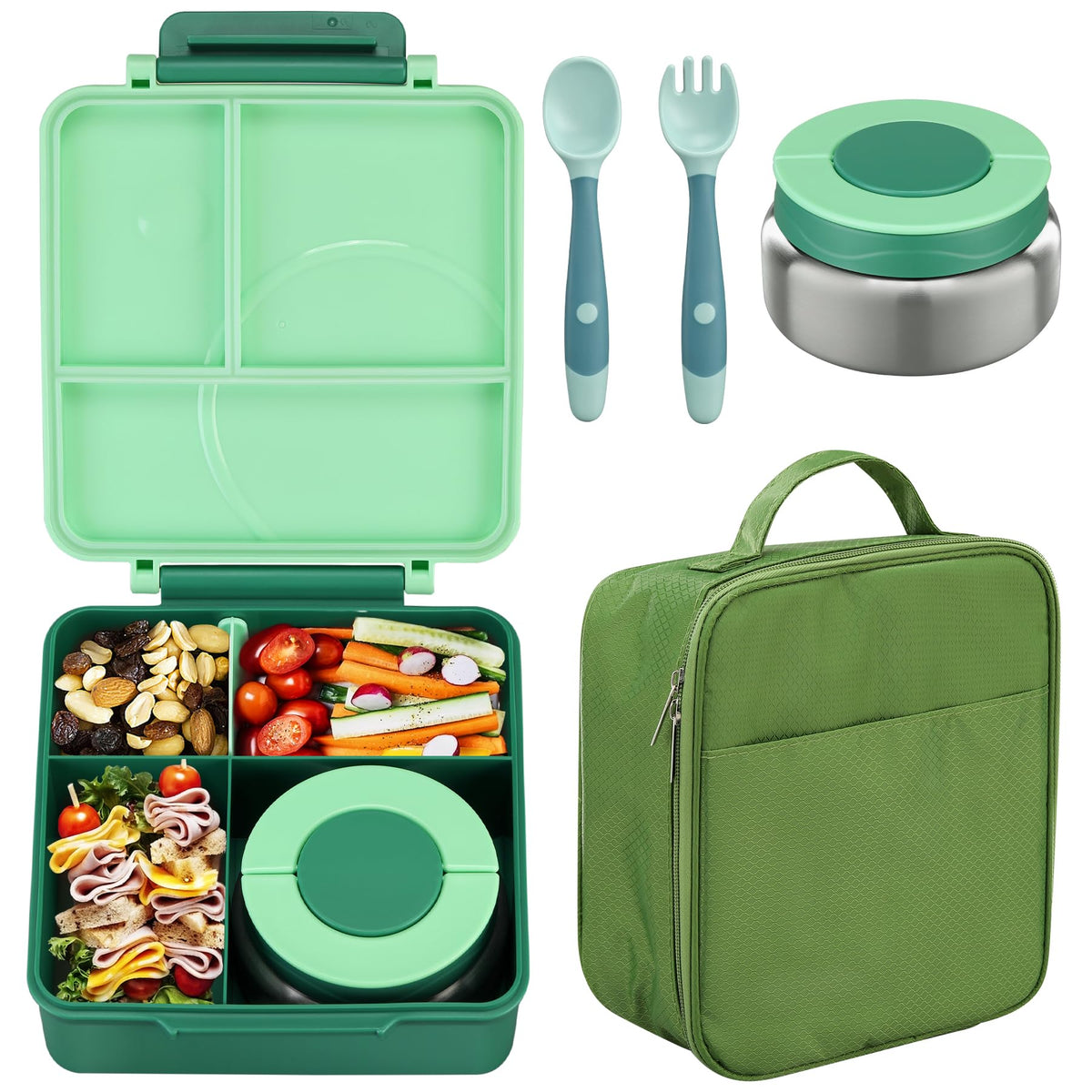 Howeemo bento lunch box for kids with four compartments keeps meals organized for school days.