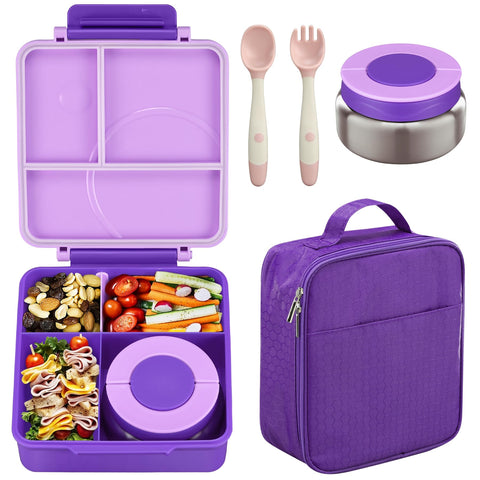 Howeemo bento box with four compartments keeps school lunches organized.