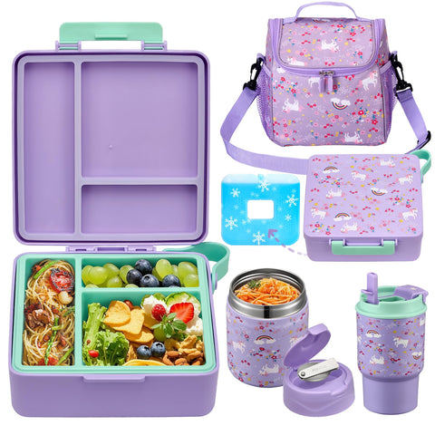 Howeemo bento lunch box for kids with three compartments for organized meals