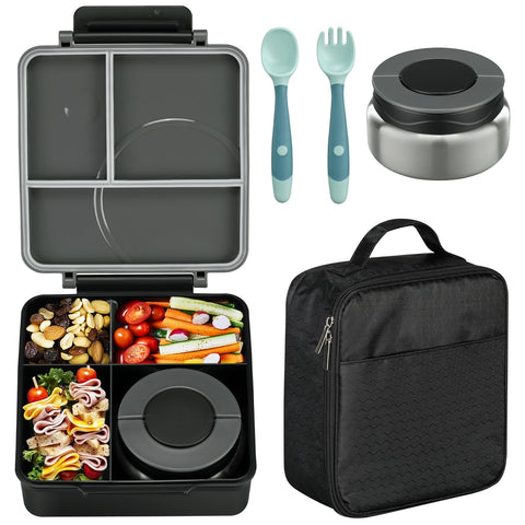 Howeemo bento lunch box set for kids with organized compartments for school meals.