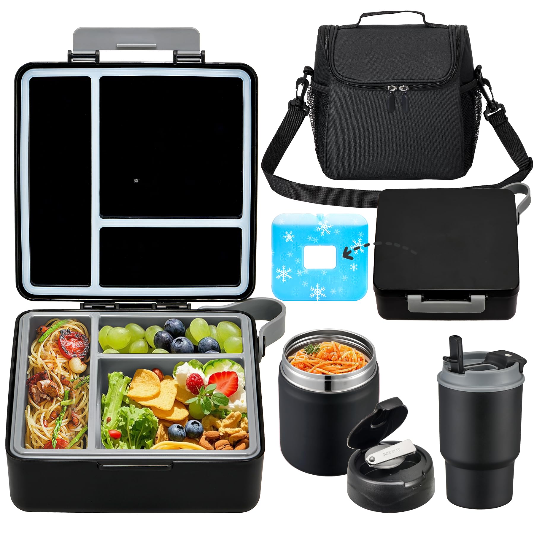 Howeemo bento lunch box set with compartments for mess-free school meals.