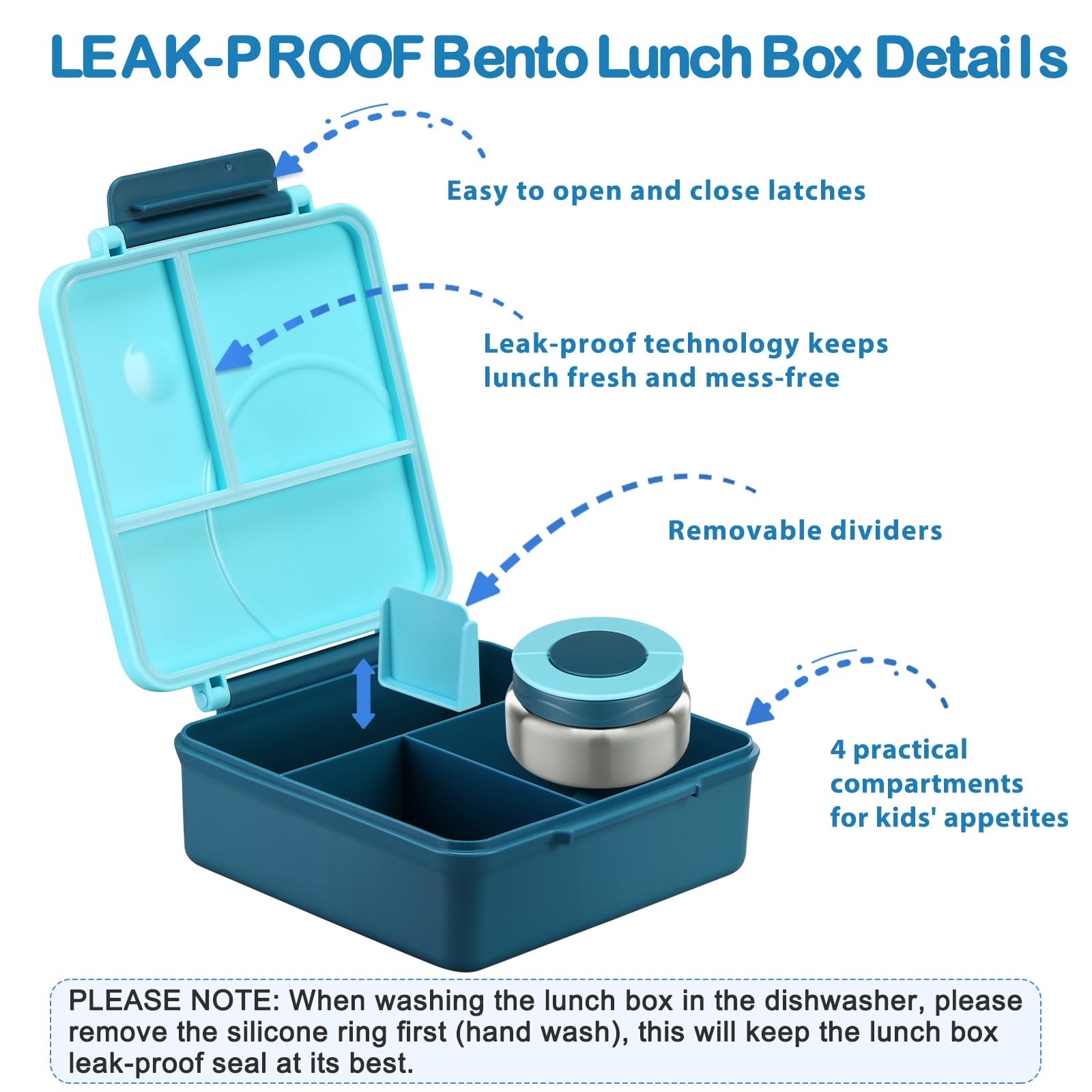 Howeemo child-friendly latch system makes lunch opening easy.