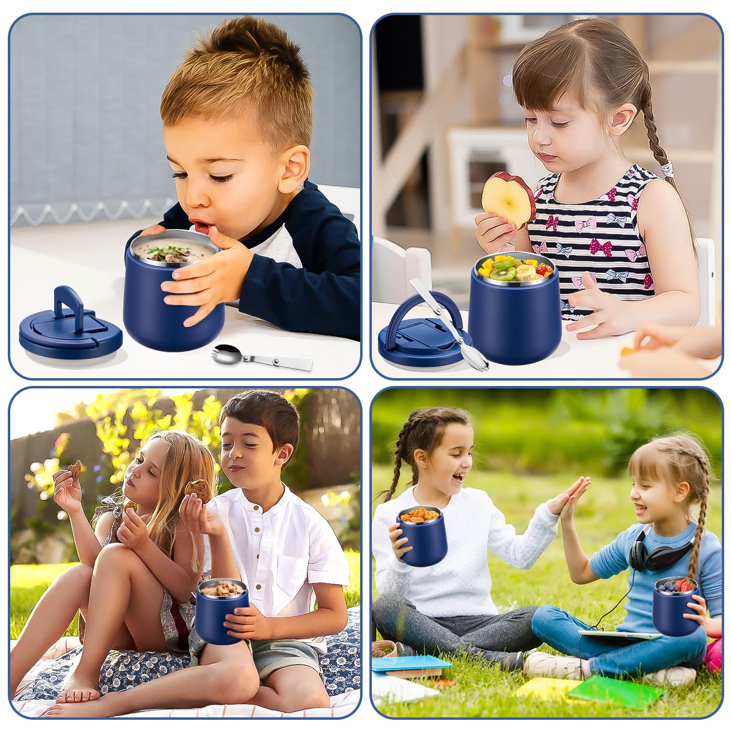Howeemo compact portable lunch setup for school or trips in blue