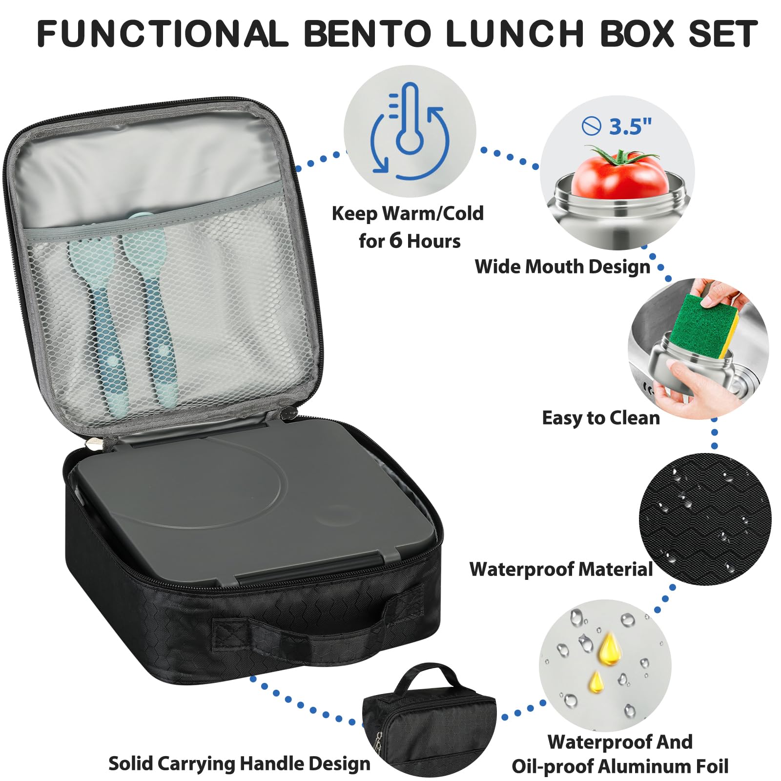 Howeemo insulated lunch bag maintains temperature and protects meals.