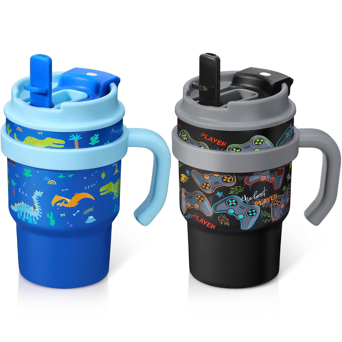 Howeemo kids insulated tumbler with dinosaur design and straw for school hydration