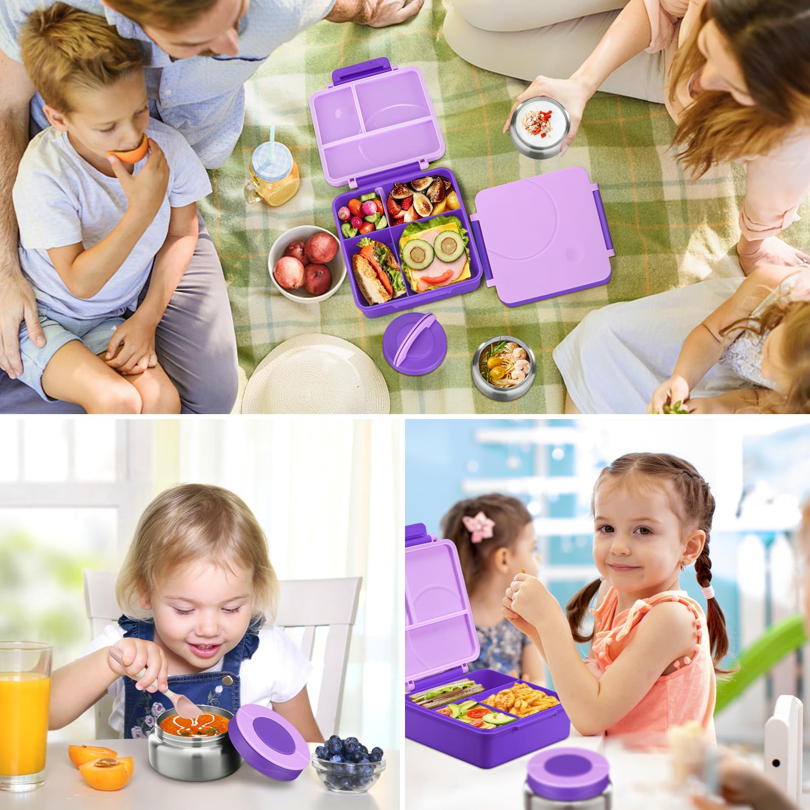 Howeemo kids lunch set fits backpacks for on-the-go meals.