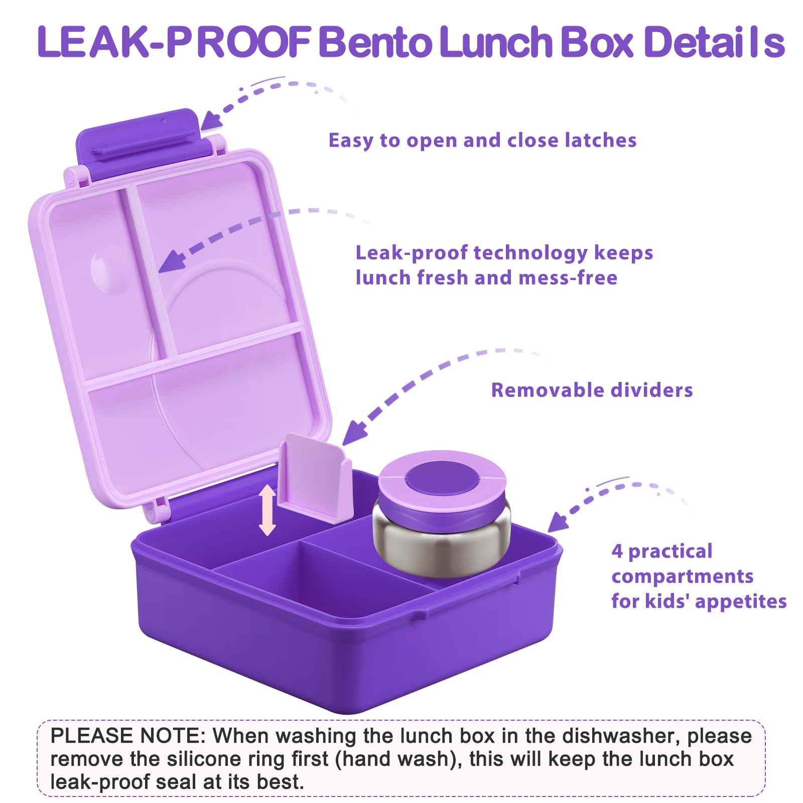 Howeemo leak-proof lids prevent spills during transport.