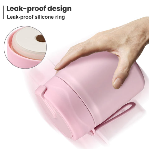 Howeemo leakproof silicone seal pink prevents spills in bags