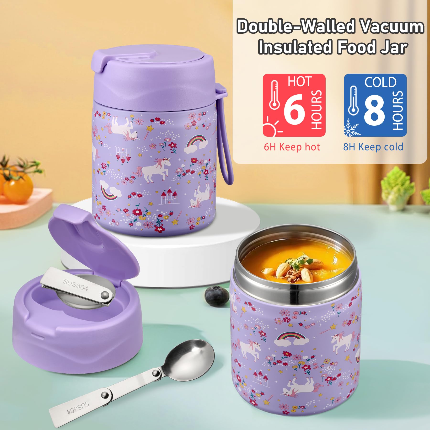 Howeemo soup thermo jar in 18-8 stainless retains temperature