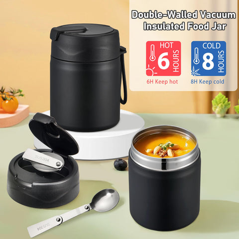 Howeemo 17oz soup thermo jar retains heat for warm meals.