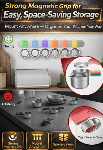 Howgoody dishwasher-safe measuring set simplifies cleanup after cooking.