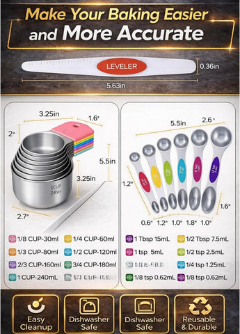 Howgoody magnetic nesting keeps cups and spoons together for organized kitchen storage.