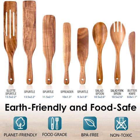 HOWHONG acacia spurtle with rounded edges for versatile stirring