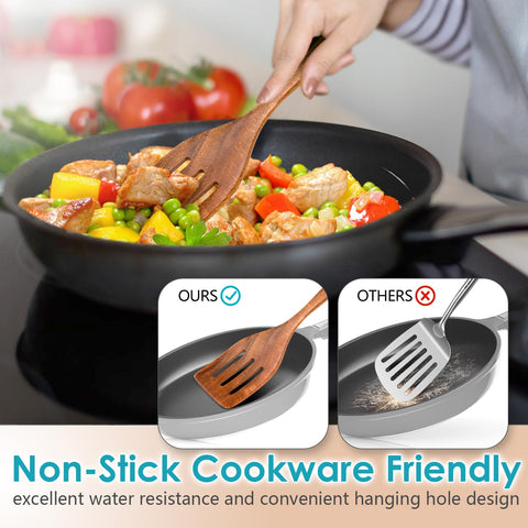 HOWHONG durable natural wood handles provide steady grip during daily prep