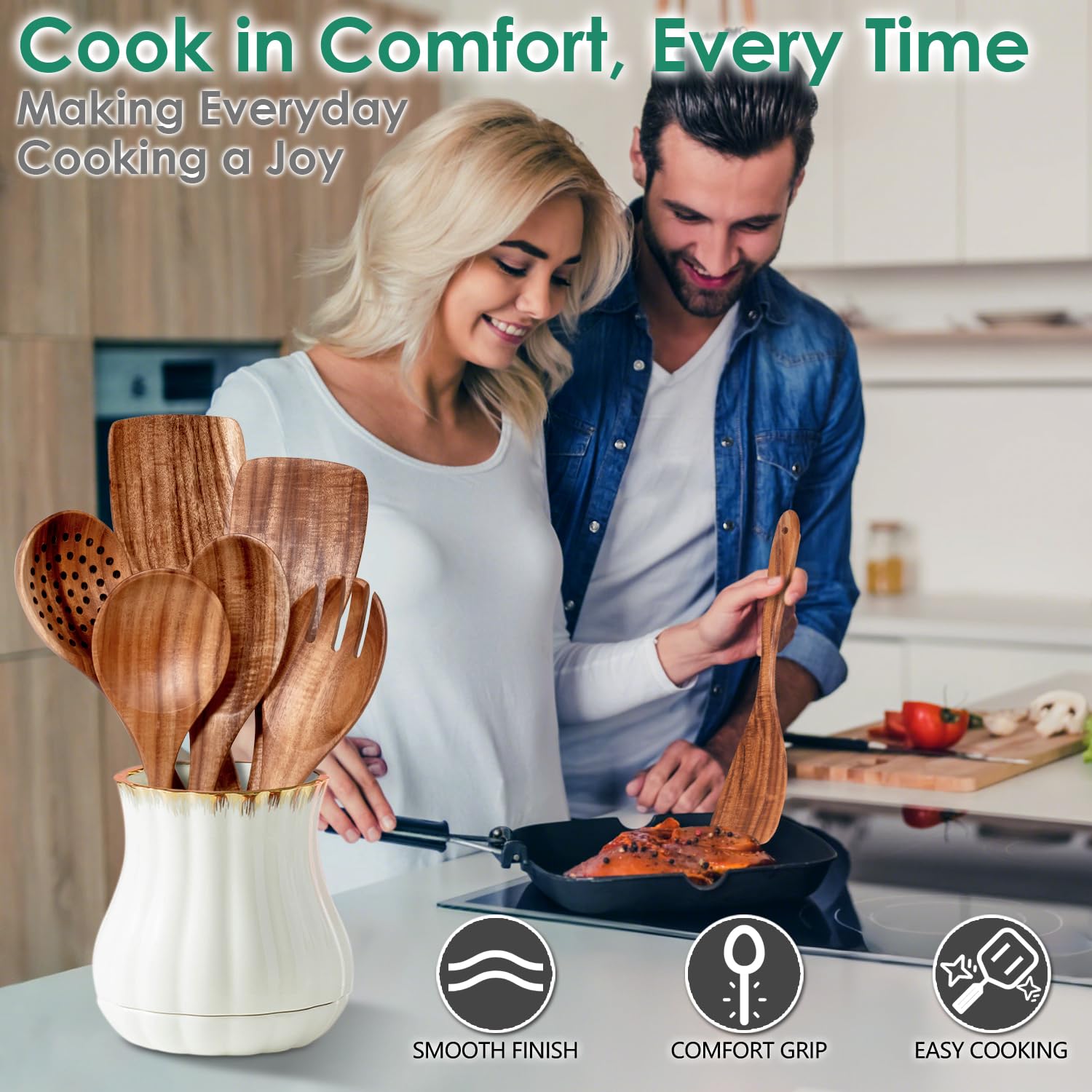 HOWHONG smooth finish minimizes scratching while cooking and serving.