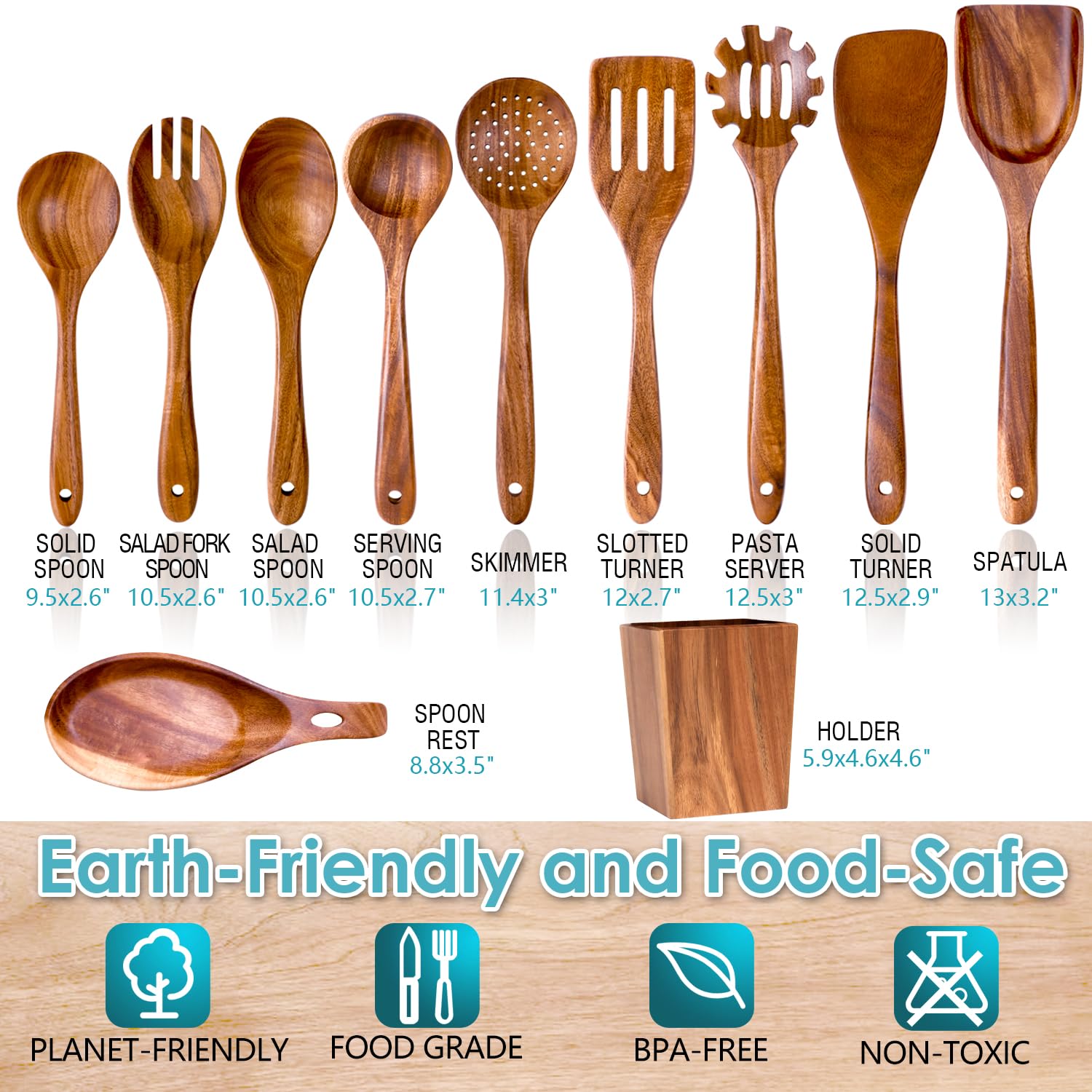 HOWHONG smooth-finish wooden utensils minimize scratches on nonstick cookware
