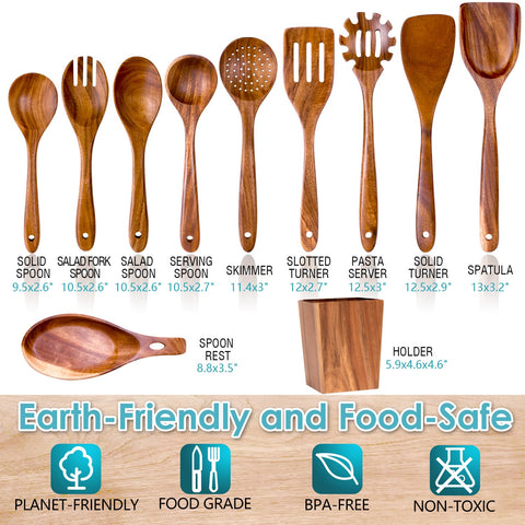 HOWHONG smooth-finish wooden utensils minimize scratches on nonstick cookware