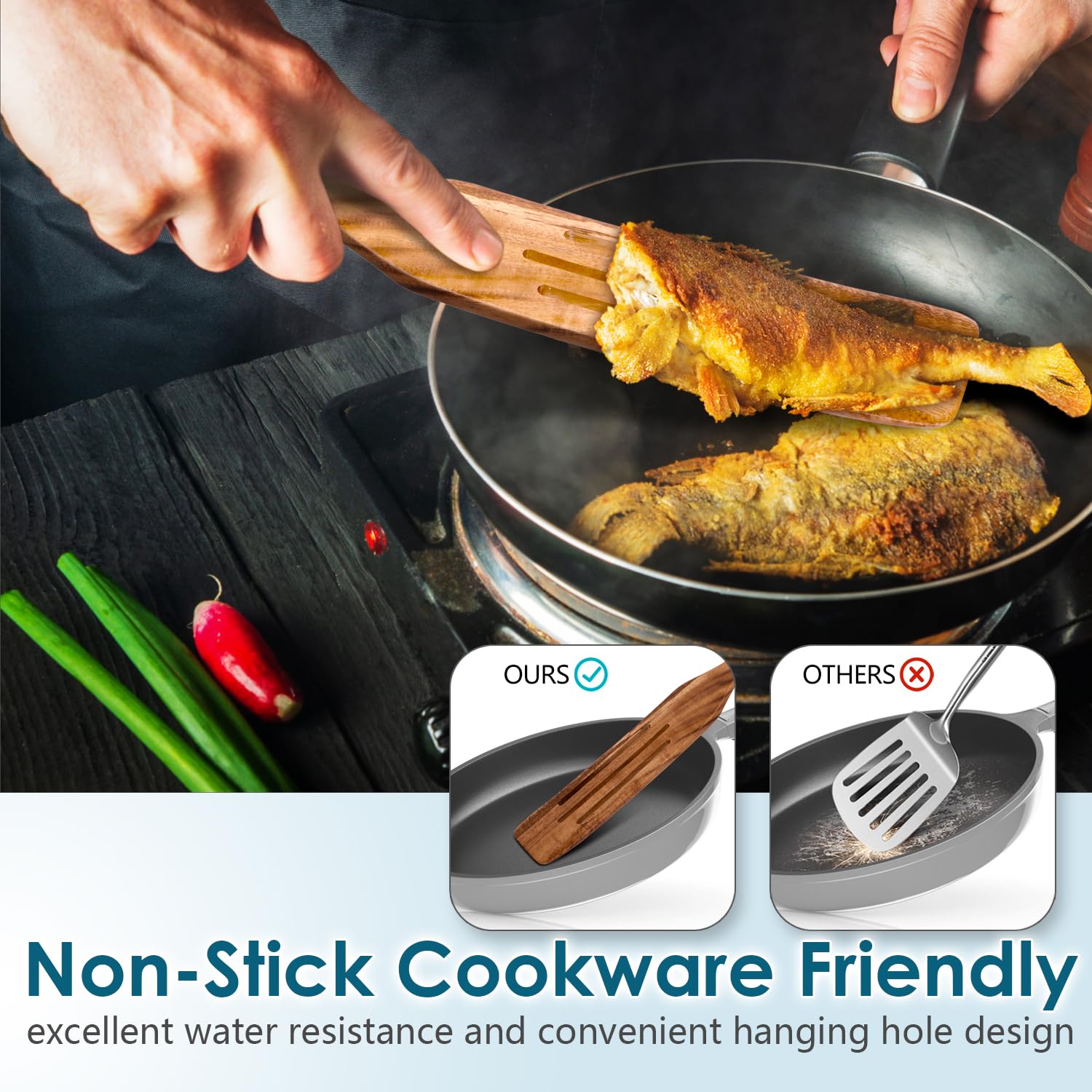 HOWHONG handcrafted spurtle design with smooth edges for balanced control