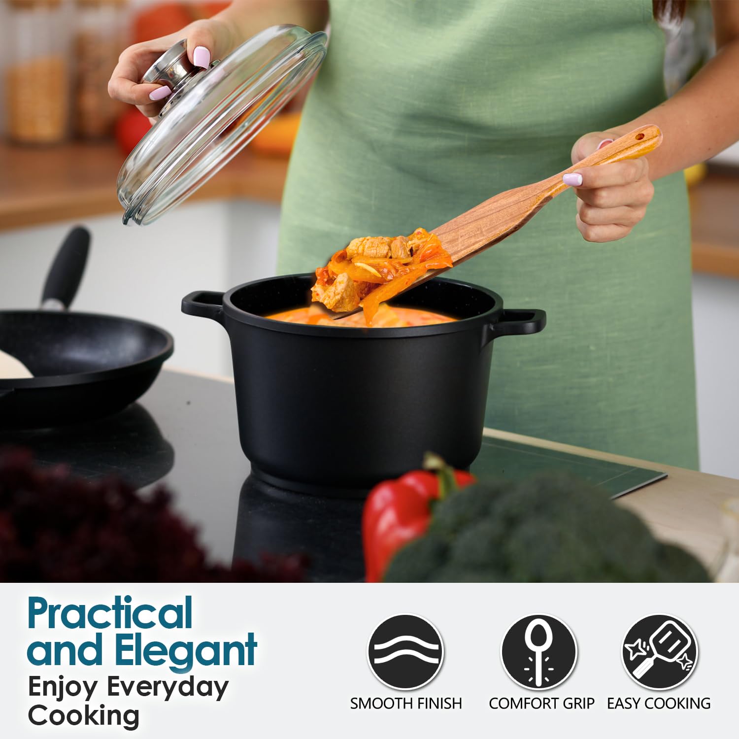 HOWHONG spurtle set is heat resistant for thick sauces and grains