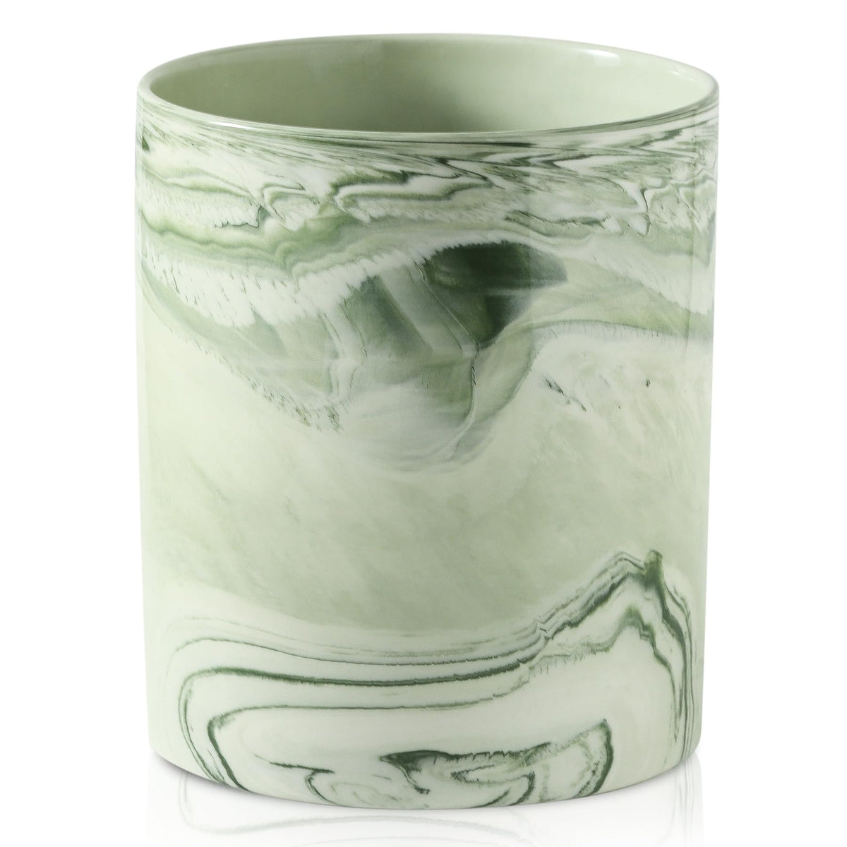 Howise marble green utensil holder side view showing sturdy ceramic construction for busy kitchens.