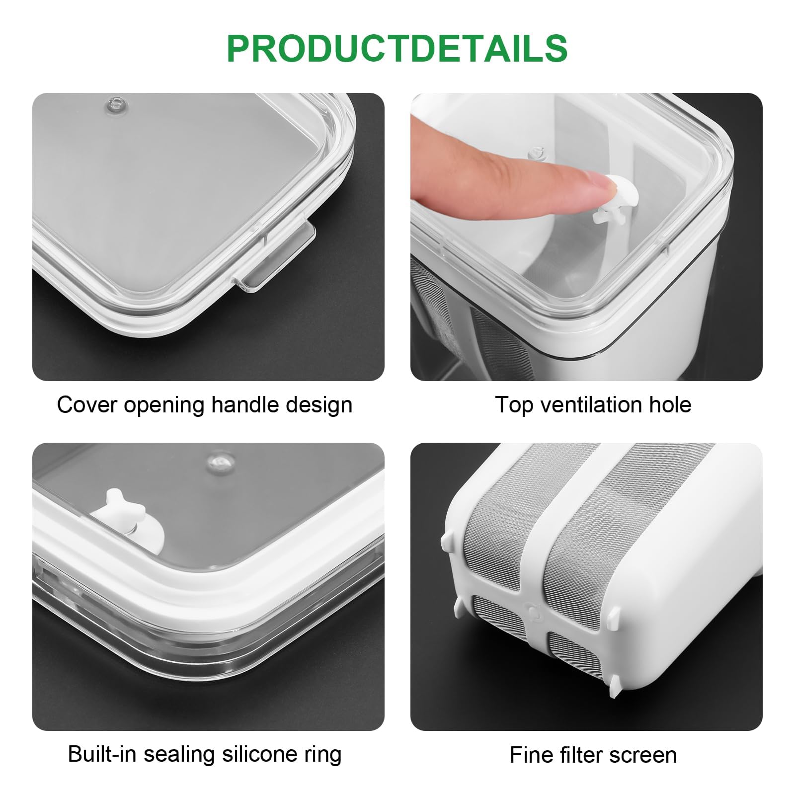 Hoxxu stainless steel sieve and removable mesh bag detail