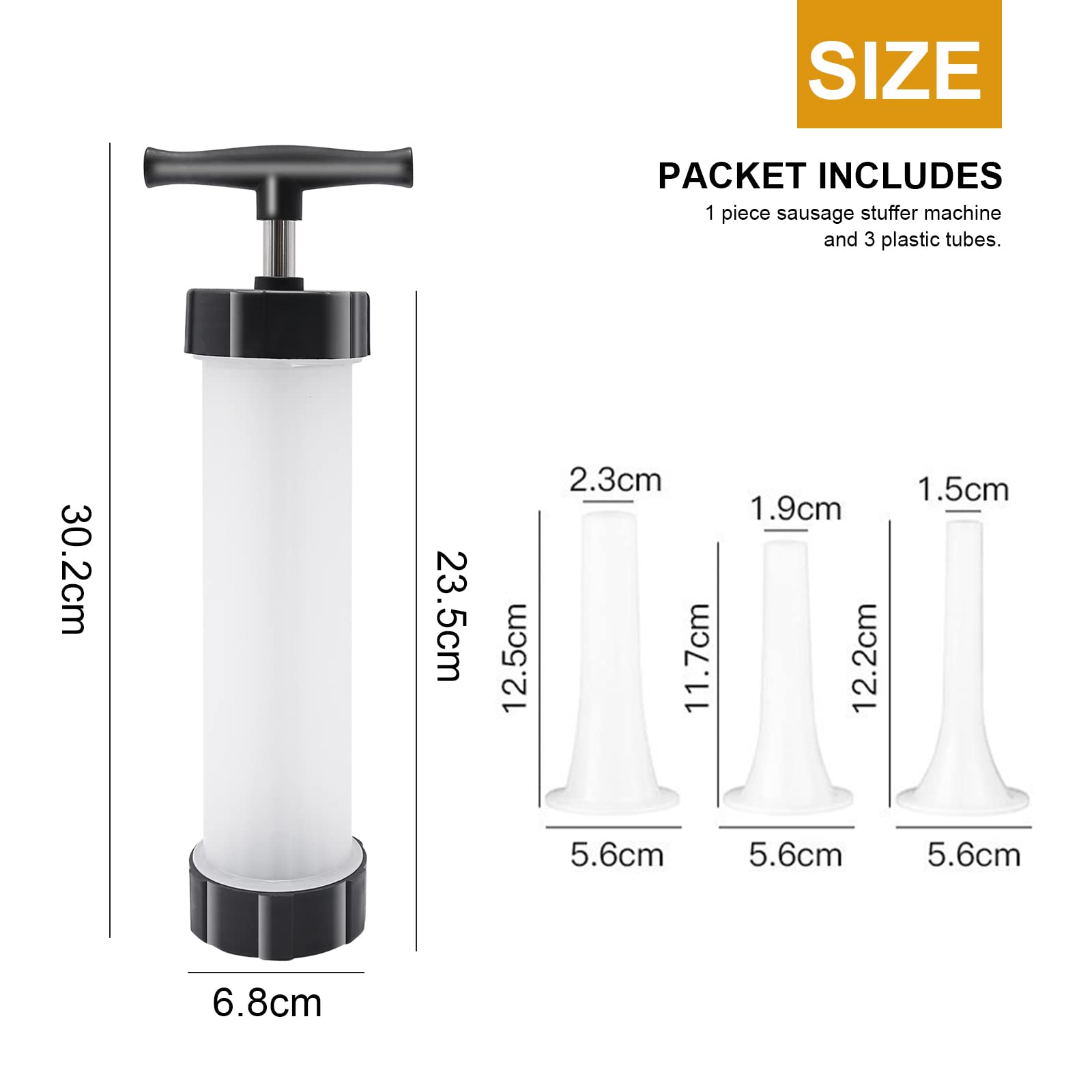 Hoypeyfiy manual sausage stuffer handle provides smooth control.