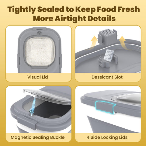HOYTAMDAR included small bin and scoop for organized dispensing.