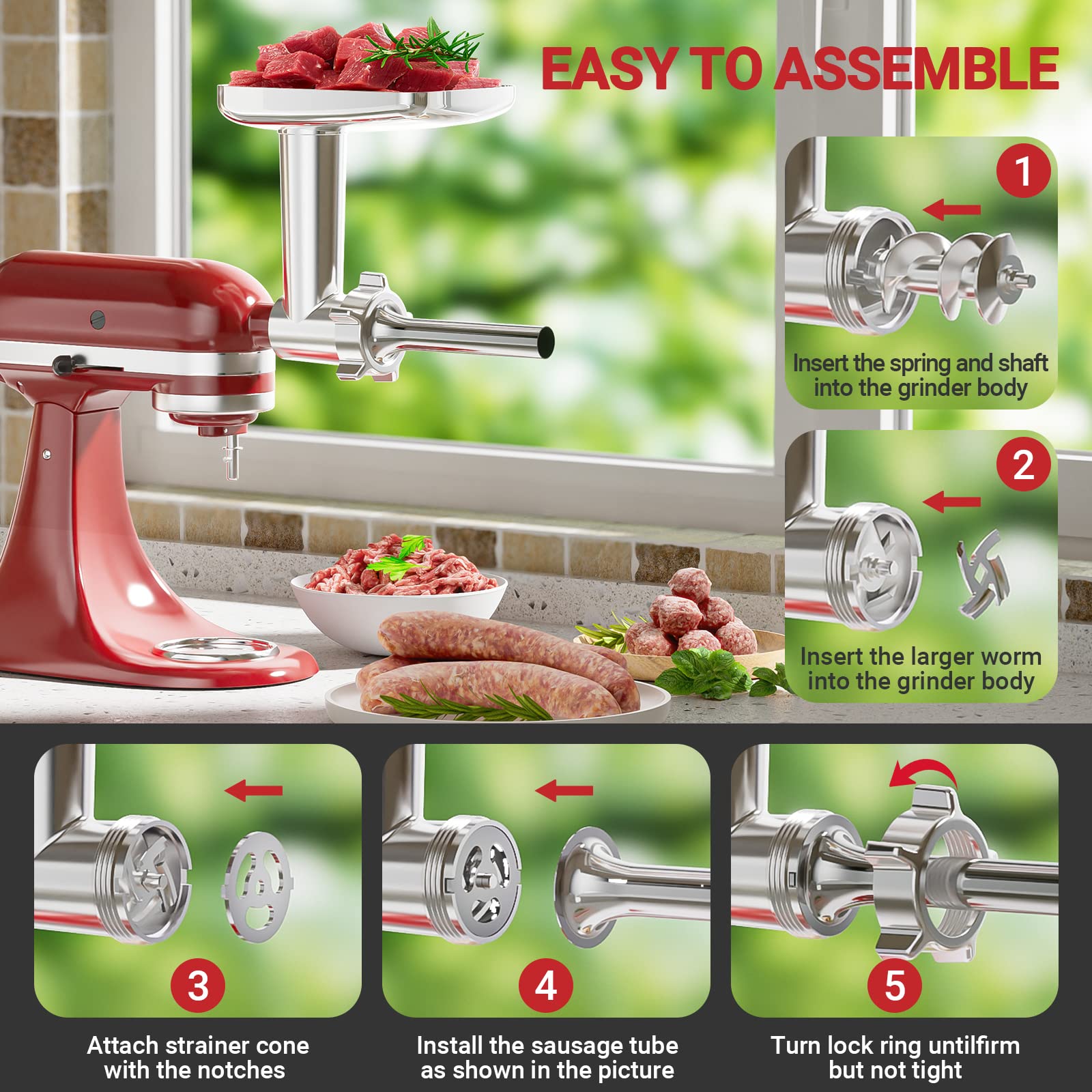 HOZODO cleaning brush for KitchenAid attachment, reach hidden crevices easily.