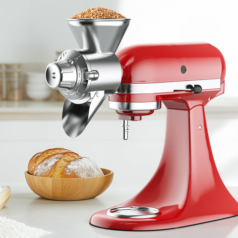 HOZODO Grain Mill Attachment for KitchenAid — die-cast body for durable, reliable grinding.