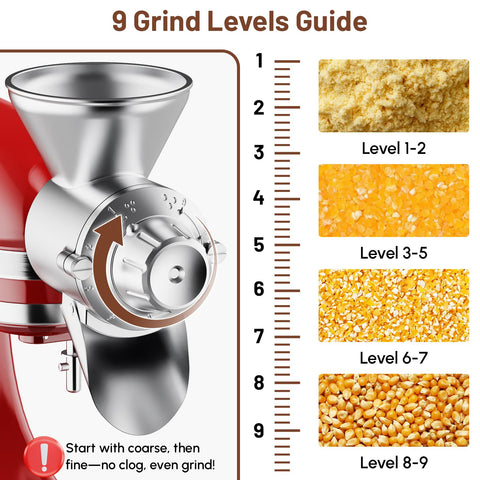 HOZODO Grain Mill Attachment for KitchenAid — easy-clean, removable parts for quick maintenance.